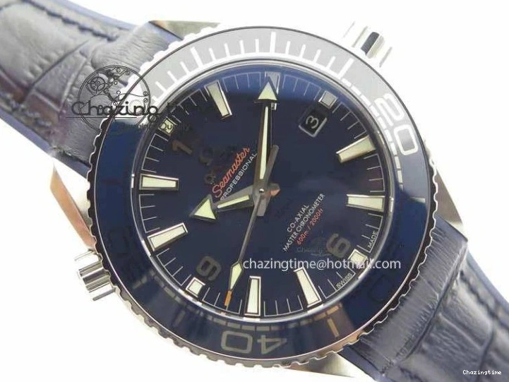 0320 Planet Ocean 2016 43.5mm SS OM 1:1 Best Edition Blue Dial On Blue Leather Strap A Sophisticated 8165
